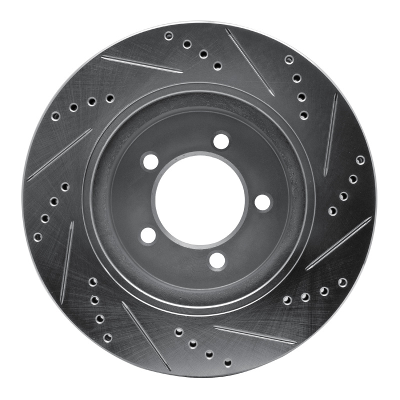 Ford Explorer Brake Rotor (1) - Front Left - R1 Concepts - Drilled & Slotted - Silver - `02-`05